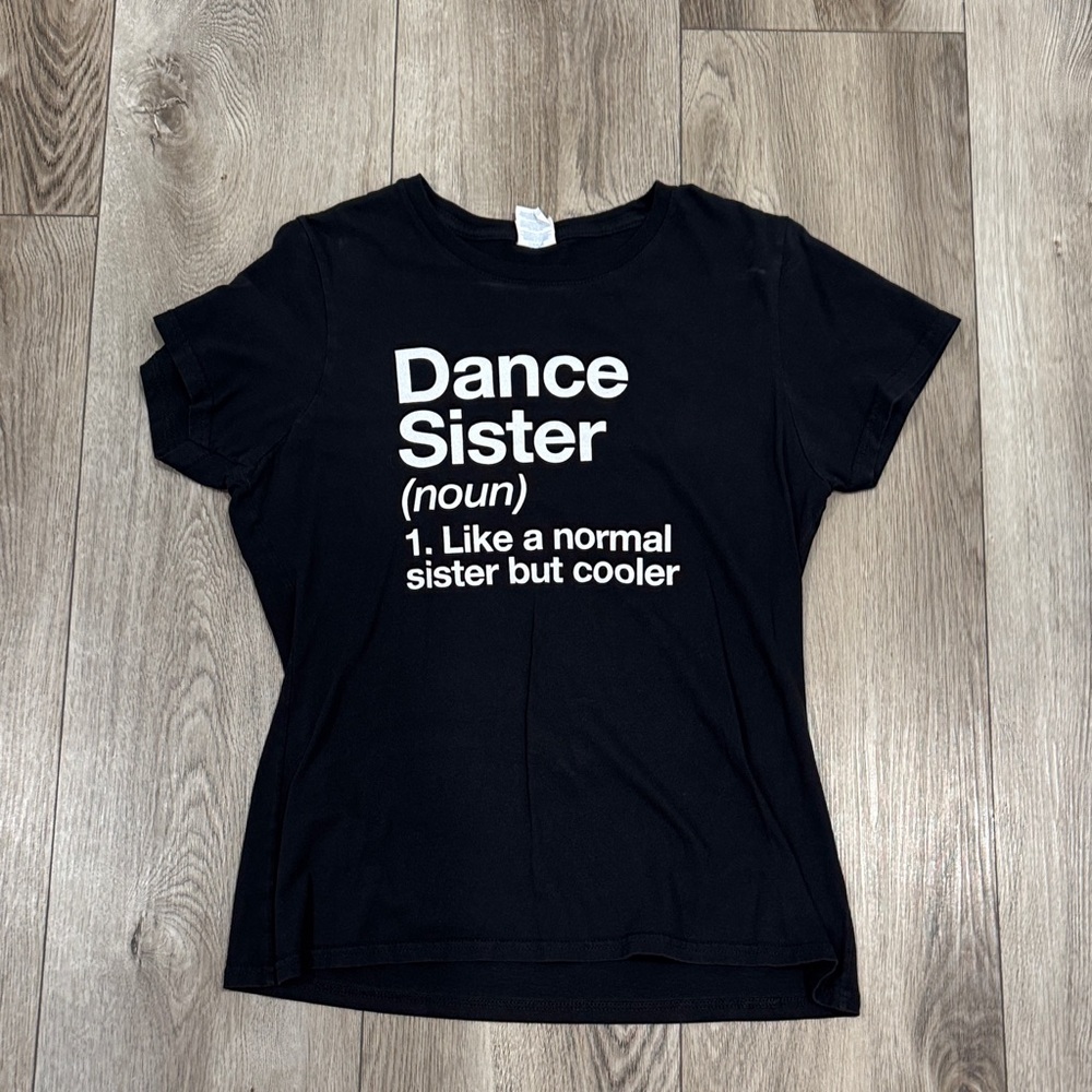 Black Graphic Tee with Dance Sister Print